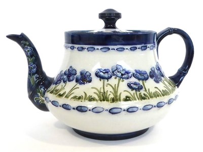 Lot 59 - A William Moorcroft Macintyre Poppy Pattern Teapot, on a white ground, brown printed Macintyre mark