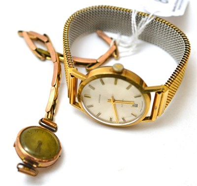 Lot 85 - A gentleman's 9ct gold automatic wristwatch signed Garrard and a lady's 9ct gold wristwatch