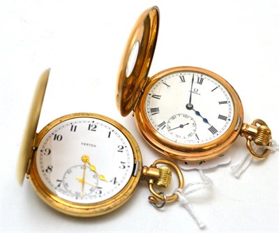 Lot 90 - Two gold plated pocket watches, signed Vertex and Omega