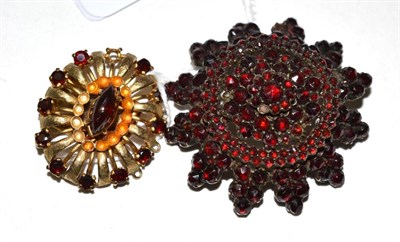 Lot 98 - A garnet set clasp and a garnet set brooch (a.f.) (2)