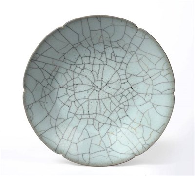 Lot 58 - A Chinese Guan Type Dish, Ming Dynasty, of hexafoil form with allover crackle to the glaze,...