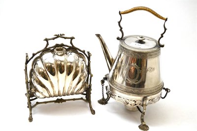 Lot 137 - Plated spirit kettle on stand and a plated wafer stand