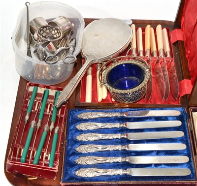 Lot 138 - Silver napkin rings, cutlery, cased fish knives and forks, etc