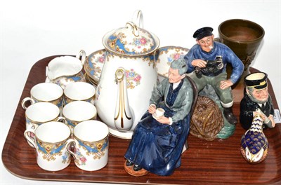 Lot 139 - A tray including a Shelly 'Sheraton' pattern coffee service, two Royal Doulton figures, a Royal...