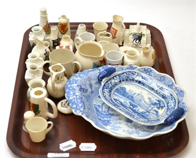 Lot 164 - Two pieces of blue and white pottery and a quantity of souvenir china (mainly Goss)