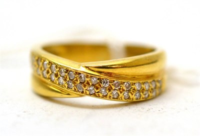 Lot 194 - 18ct gold half hoop twist diamond ring