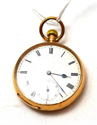 Lot 229 - An open faced pocket watch, case stamped 14k