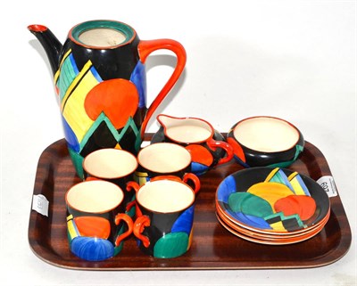 Lot 269 - Grays pottery part coffee set, by Susie Cooper, Moon and Mountain pattern