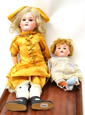 Lot 274 - Simon & Halbig bisque socket head doll, impressed '1078' '9.5', with sleeping brown eyes, open...