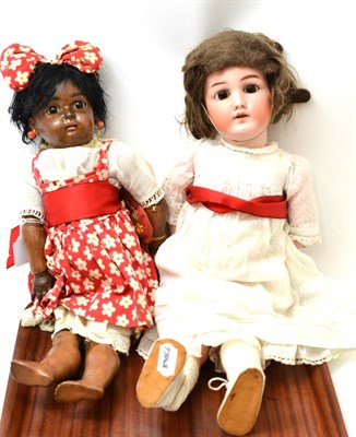 Lot 284 - Simon & Halbig/Kammer & Reinhardt mulatto bisque socket head doll, with sleeping brown eyes,...