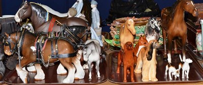 Lot 296 - Two trays of Beswick horses including appaloosa stallion and large racehorse, together with a...