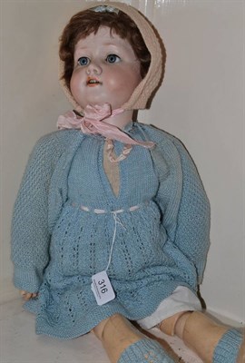 Lot 316 - A large Armand Marseille 390 bisque head doll, with sleeping blue eyes