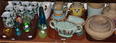 Lot 335 - Mdina glass paperweights, Castleford pottery, Continental jugs etc