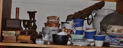 Lot 341 - A quantity of decorative ceramics including a Poole pottery bowl, Wedgwood, teawares, metal...