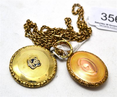 Lot 356 - A rose locket, a mourning locket and a long chain (3)