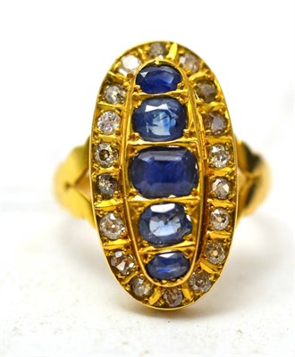 Lot 376 - A sapphire and diamond 18ct gold ring