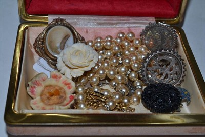 Lot 381 - An enamelled badge, a navigator's pin, a brooch, earrings, a mourning brooch etc