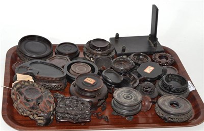 Lot 393 - A tray of assorted Chinese hardwood and other stands, circa 1900 and later