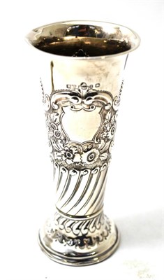 Lot 404 - An embossed silver trumpet vase