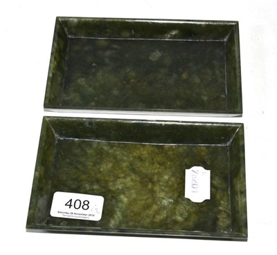 Lot 408 - A pair of spinach jade rectangular dishes