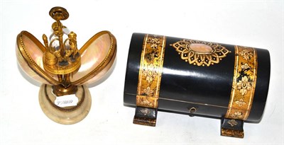 Lot 413 - Mother-of-pearl and gilt metal table etui and a jewel box