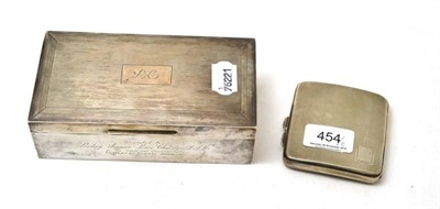 Lot 454 - A silver cigarette box and a silver cigarette case