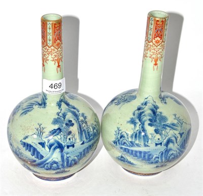 Lot 469 - Pair Japanese mid 20th century pottery bottle vase