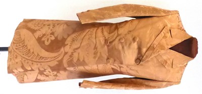 Lot 1014 - Elizabeth Emmanuel peach silk brocade double breasted frock coat (unlabelled)