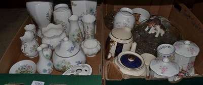 Lot 1052 - Two boxes of decorative ceramics including Aynsley etc