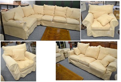 Lot 1115 - A Collins & Hayes four piece suite comprising a three seater sofa, a five seater L-shaped sofa, two