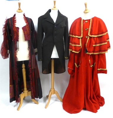 Lot 1200 - Theatrical costume ladies dress, town criers coat and an 18th century style brown gents wool...