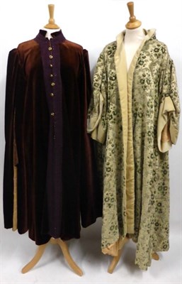 Lot 1203 - Theatrical costume including Bonn & Mackenzie Ltd green floral cut chenille/velvet gents open robe