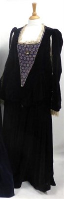 Lot 1204 - Theatrical costume including a gents brown velvet fur trimmed robe and ladies velvet long...