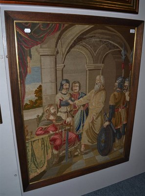 Lot 1206 - A large oak framed tapestry