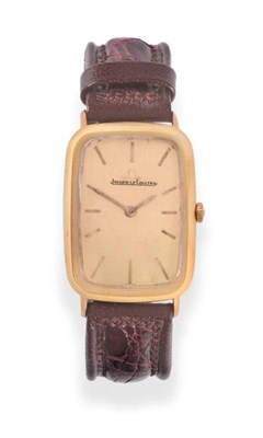 Lot 120 - An 18ct Gold Rectangular Wristwatch, signed Jaeger LeCoultre, circa 1970, (calibre 818/2) lever...