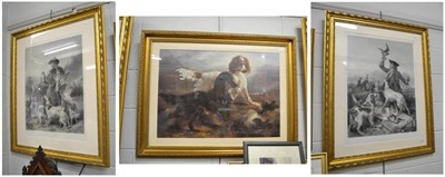 Lot 1219 - A pair of prints after Ransdell ";Hawking"; and a print of two gun dogs (3)