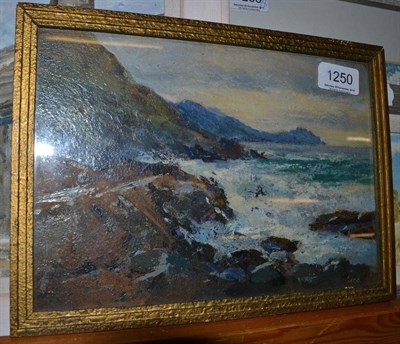 Lot 1250 - An oil on board of a coastal scene initialled JCD, title verso and dated 1936, John C Douglas