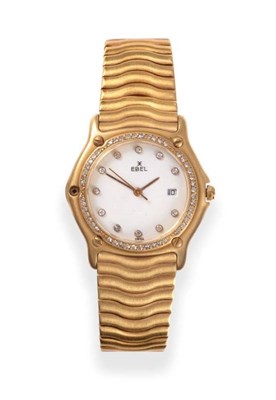 Lot 128 - An 18ct Gold Diamond Set Wristwatch, signed Ebel, model: 1911, circa 1995, quartz movement,...