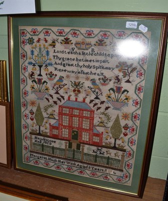 Lot 1259 - Sampler of Hawkstone Hall 1850 worked by Margaret Black, with religious verse, decorative...