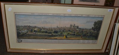 Lot 1262 - An 18th century coloured lithograph, S.E. prospect of the view of York