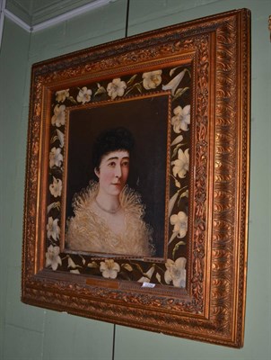 Lot 1275 - A Victorian gilt framed oil on canvas portrait of a lady contained within a gilt and gesso...