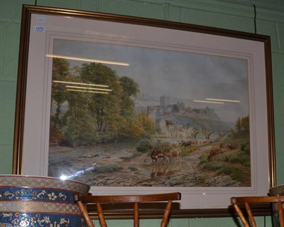 Lot 1279 - E W Cook, large watercolour study of Richmond Castle