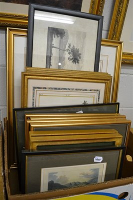 Lot 1286 - Box of various pictures, three others and a pair of framed roundels