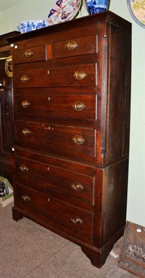 Lot 1290 - A George III oak chest on chest