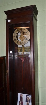 Lot 1291 - An electric longcase clock, plaque attached to the backboard inscribed H Halliday, Manchester 1923