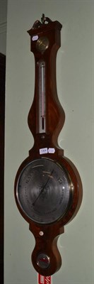 Lot 1304 - A string inlaid mahogany wheel barometer, signed A. Barnascone, Boston