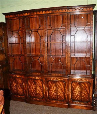 Lot 1306 - Reproduction breakfront bookcase