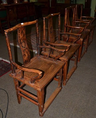 Lot 1352 - Two pairs of Chinese elm open armchairs