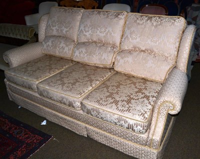 Lot 1358 - Brocade upholstered three seater sofa