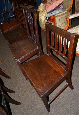 Lot 1362 - Four 18th century and later oak dining chairs